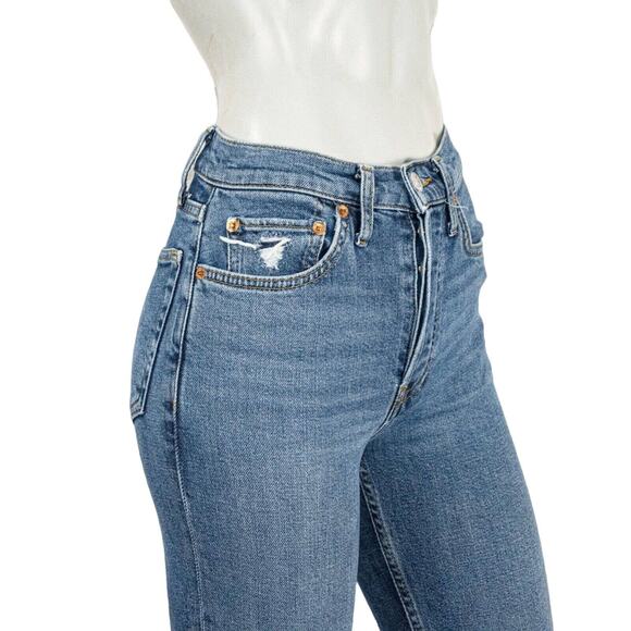 Re/Done size 24 90s High-Rise Ankle Crop Denim Jeans Blue wash - Picture 7 of 13